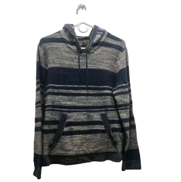 Lucky Brand Other - LUCKY BRAND Shirt Long Sleeve Hooded Blue Striped Pouch Pockets Size Med…